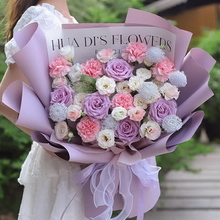 5 Stems of Purple Roses & 6 Stems of Pink Carnations