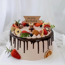Round Chocolate Fruit Cake with Forest-Style Decor