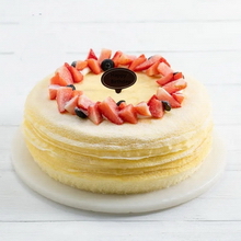 Durian Mille Crepe Cake with Strawberry Topping