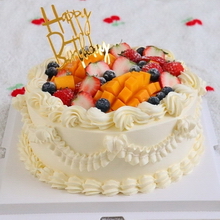Round Fruit Retro Floral Decorated Cake