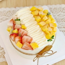 Round Fruit Cake with Side Fruit Decorations