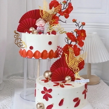 Floating Longevity Cake with Fresh Fruit Filling and Traditional Decor