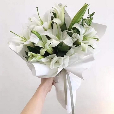 4 Stems of Multi-bloom White Lilies
