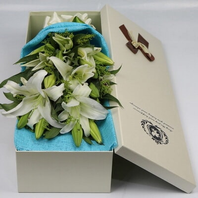 5 Stems of Multi-bloom White Lilies