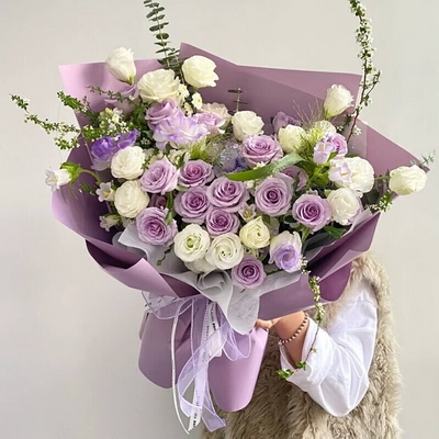 Eternal Grace Purple Rose Bouquet