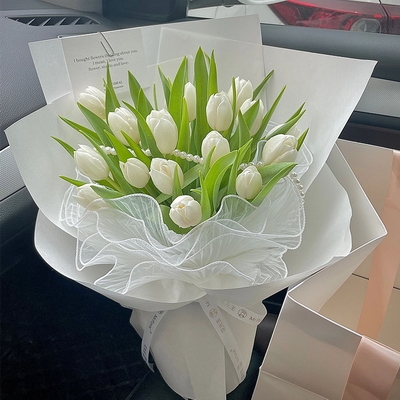 Sunlit Radiance White Tulip Bouquet