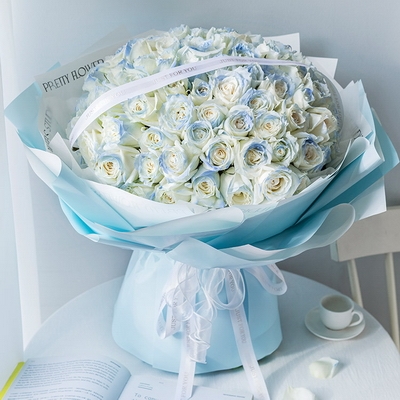 Arctic Elegance Blue Rose Bouquet