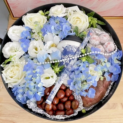 Cozy Blooms and Treats Round Gift Box